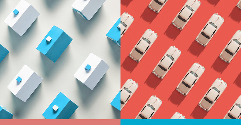 houses and cars behind color