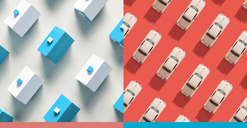 houses and cars behind color