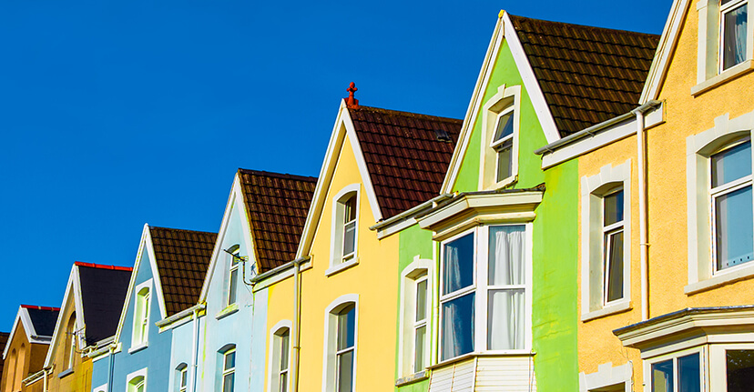 row of colorful houses